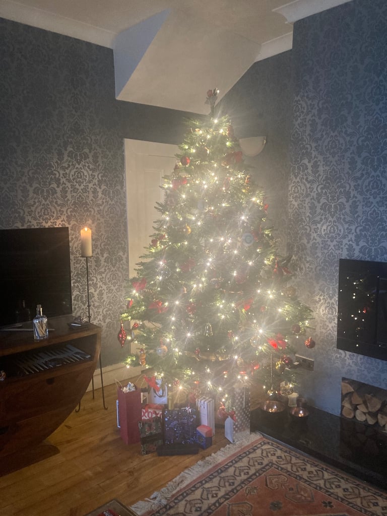 pre-lit Christmas tree plus decorations 