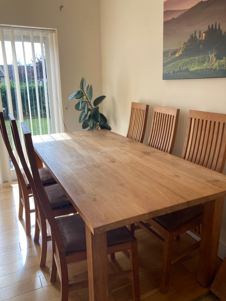 image for Teak dining table and 6 chairs 
