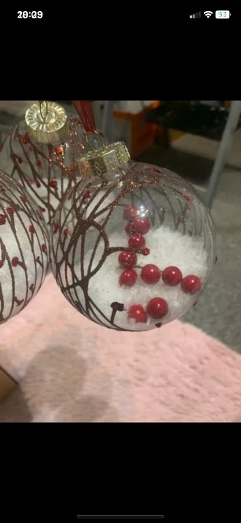SET OF 3 LARGE RED/GOLD CHRISTMAS TREE BAUBLES 