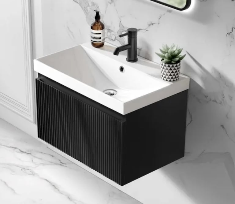image for 🖤 Modern Matt Black Bathroom Sink Unit – £220 (Brand New)