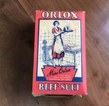 Large antique 1920’s Orlox Beef Suet box. Collectable item
