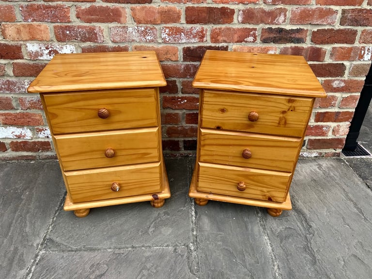 Pair of Solid Pine Bedside Tables - Good Condition 