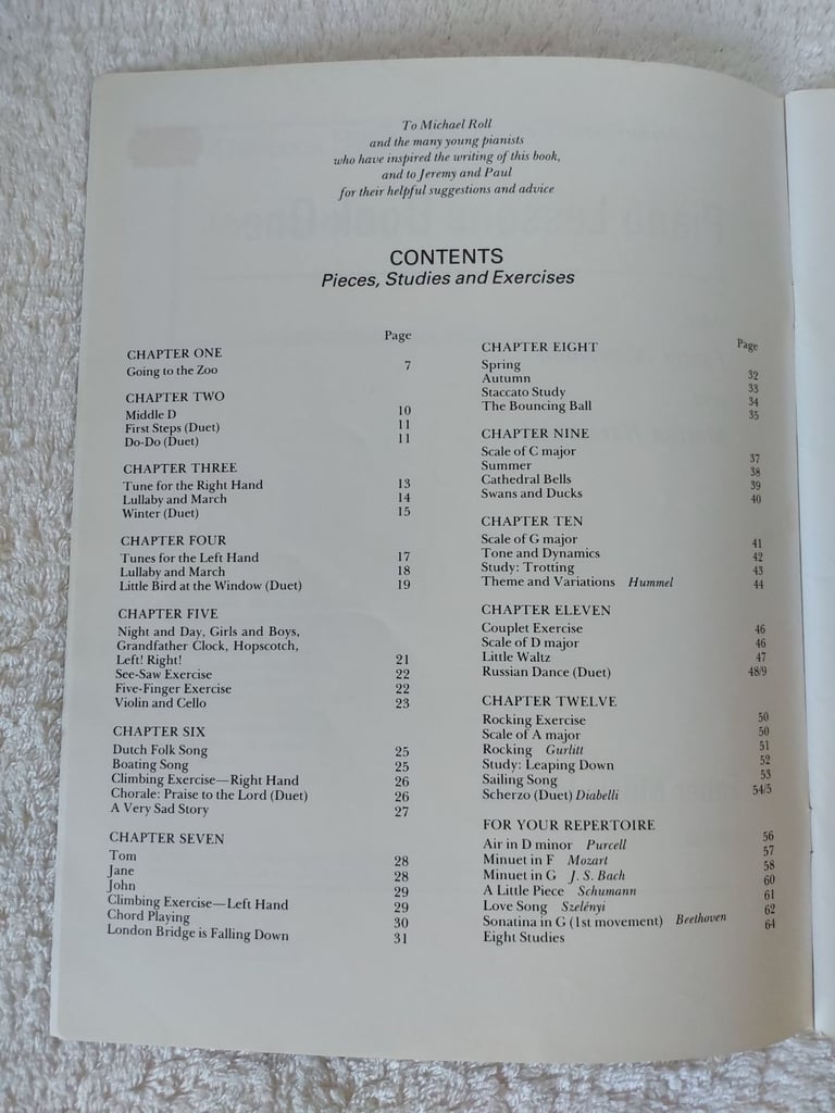 Piano Lessons Book One