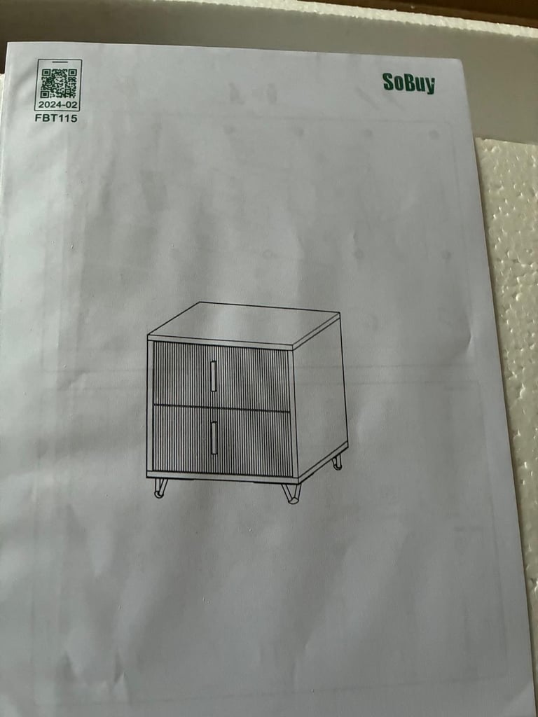 BOXED ALDEA 2 DRAWER BEDSIDE TABLE - WHITE £40