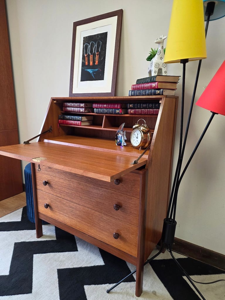  Danish Teak Bureau / Writing Desk – Mid-Century Modern
