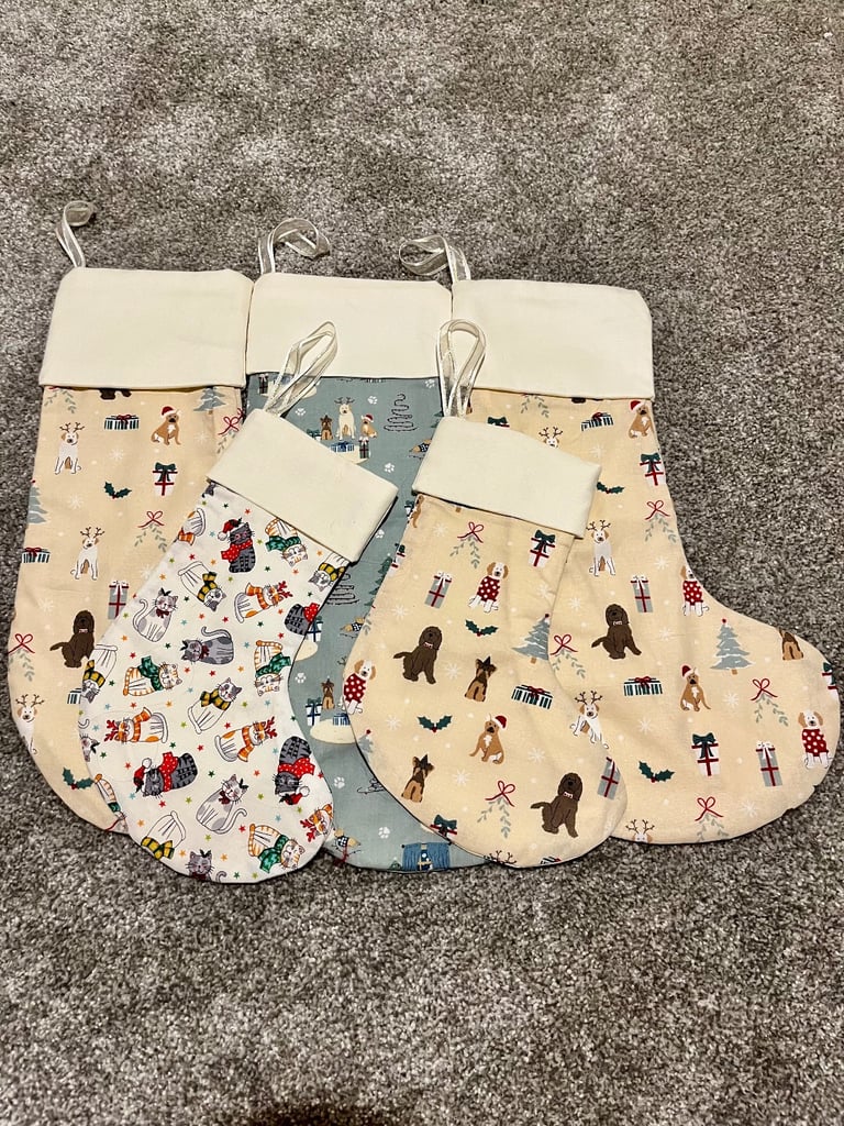 Christmas stockings with cat and dog designs