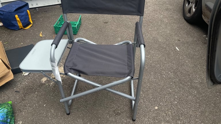 image for Outdoor Sturdy Portable Travel Camping Folding Directors Chair with Side Table