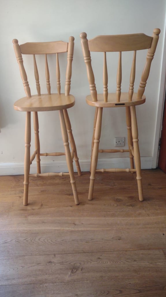 Pair of Early Settler Pine Breakfast Bar Chairs