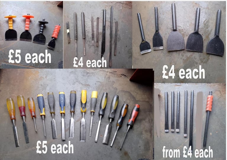 chisels /BOLSTER /COLD WOOD/MASONRY  PRICES IN PICTURE