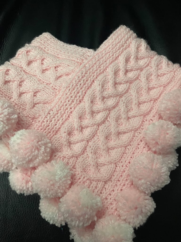image for hand knitted poncho and hat 1-2yrs 