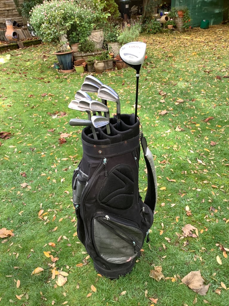 ⛳️ MENS FULL SET OF GOLF ⛳️ CLUBS + PUTTER & CART BAG 💼 RIGHT HANDED (NEW GRIPS!)