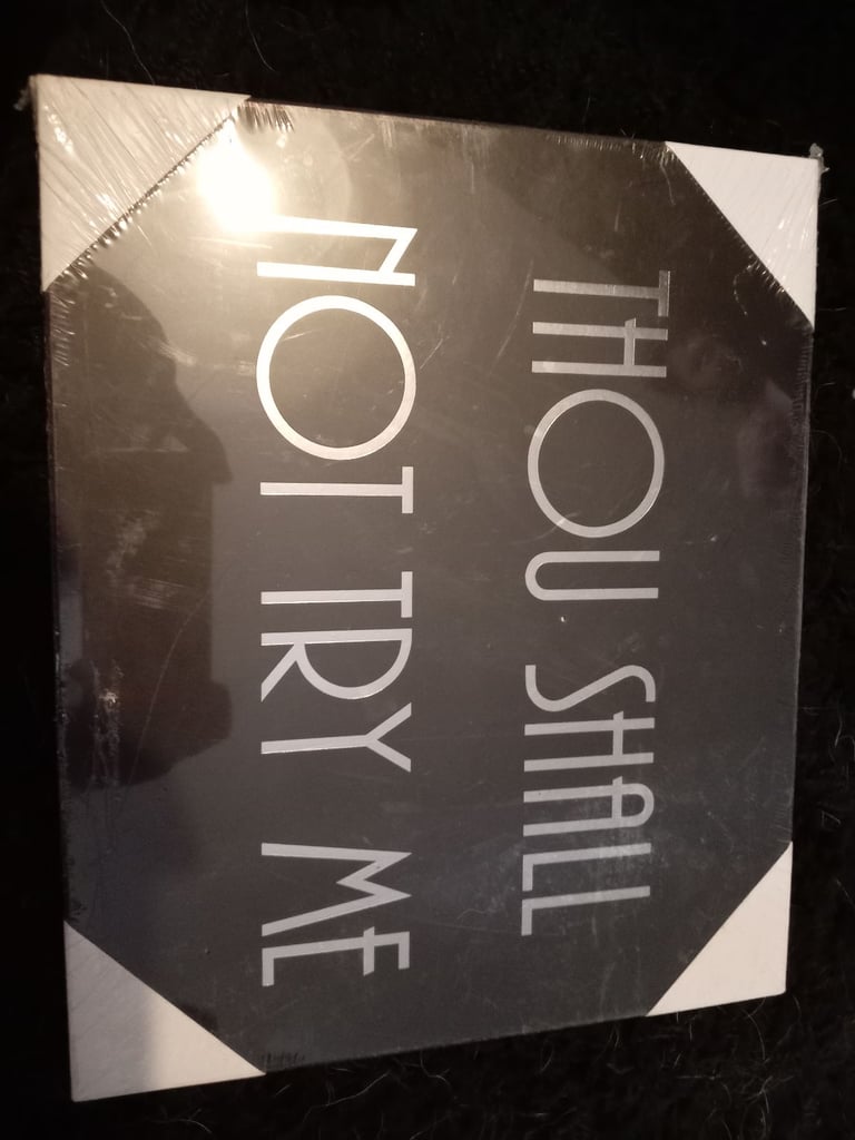 THOU SHALL NOT TRY ME wooden sign