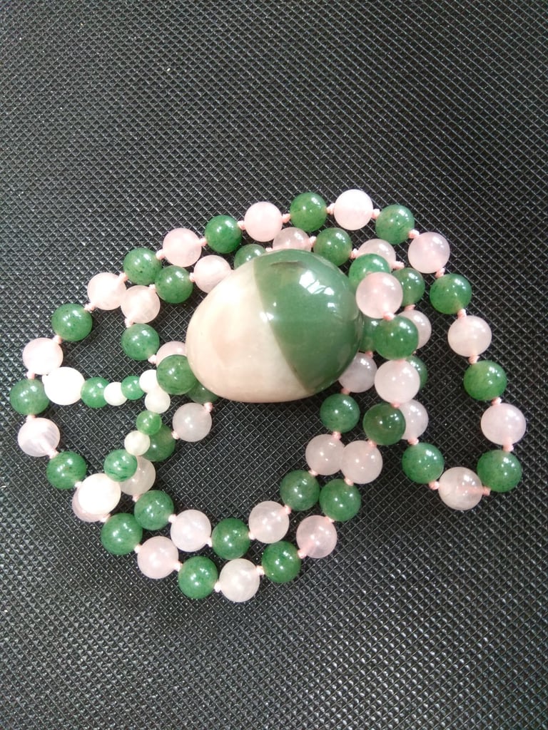 Rose quartz/jade necklace