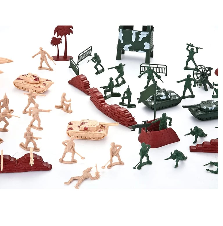 Army men play set in a container 