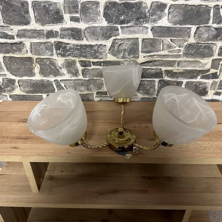 3-Light Brass & Frosted Glass Ceiling Light