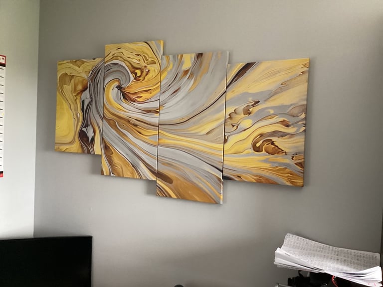 Abstract wood framed canvas wall art pictures.
