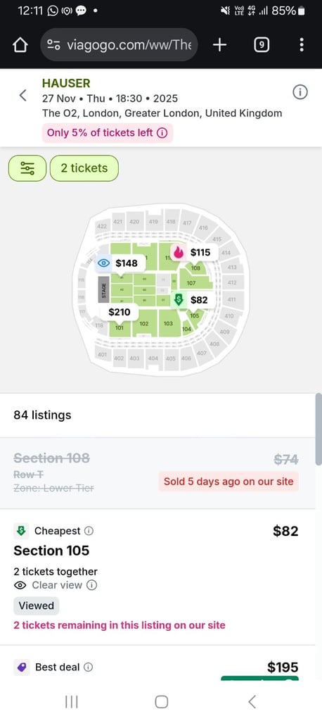 Front row tickets for hauser event