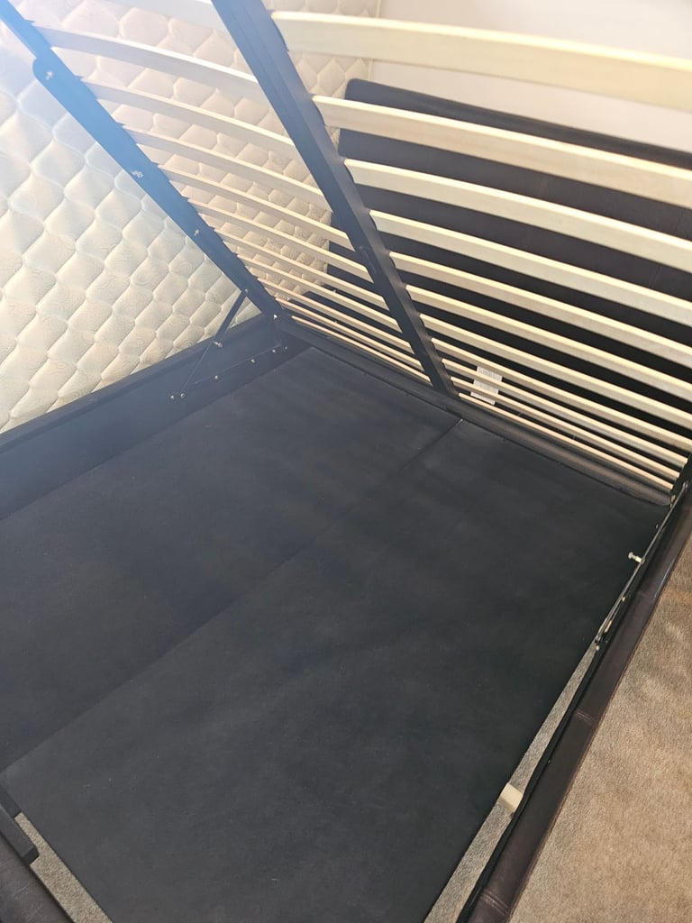 King Faux Leather Bed with King Mattress