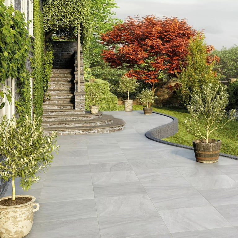 image for New Unused Light Grey Outdoor Porcelain Paving Tiles/Slabs 600x600x20mm - 15sqm