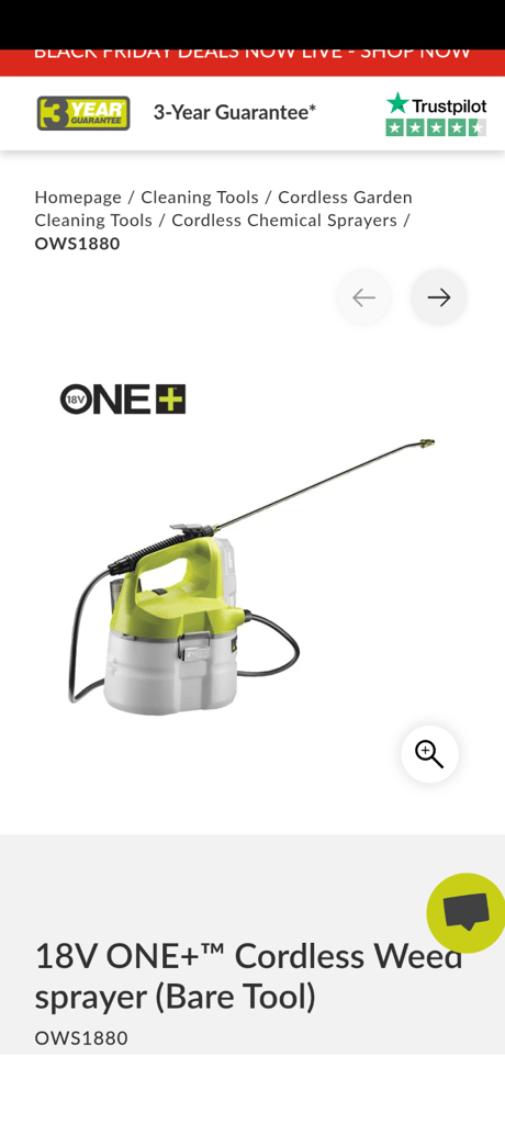 Ryobi cordless weed sprayer and battery pack
