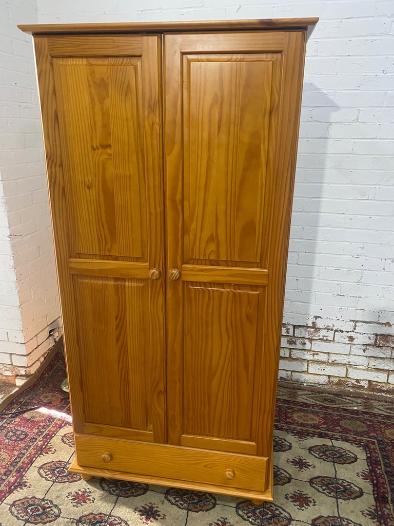 image for Beautiful Julian Brown Assembled Two Doors Pine Wardrobe