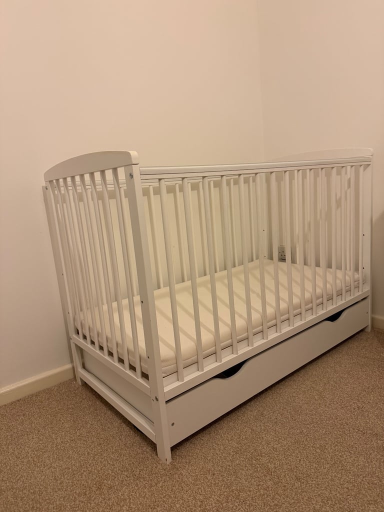 Baby Cot with teething sides and drawer