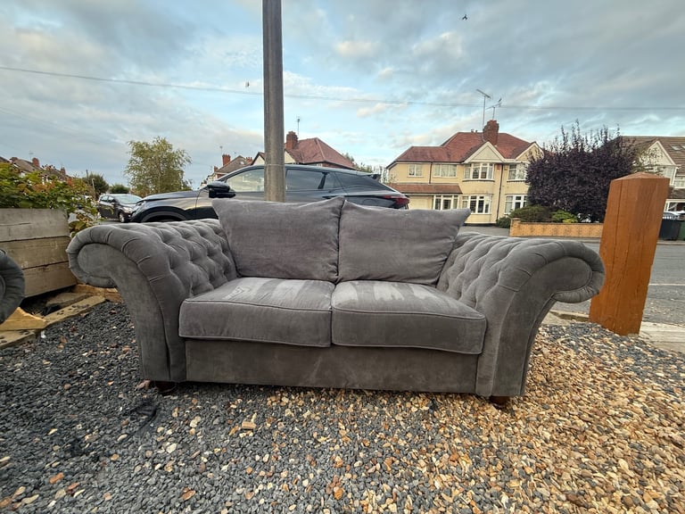 Grey Chesterfield 3 Seater Sofa Set 