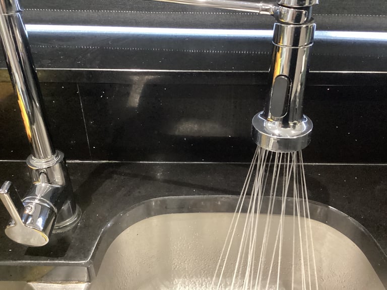Bristan liquorice kitchen sink tap chrome and black with two spray & flexi hose