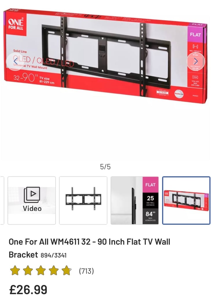 Tv wall bracket - used but as new back in box