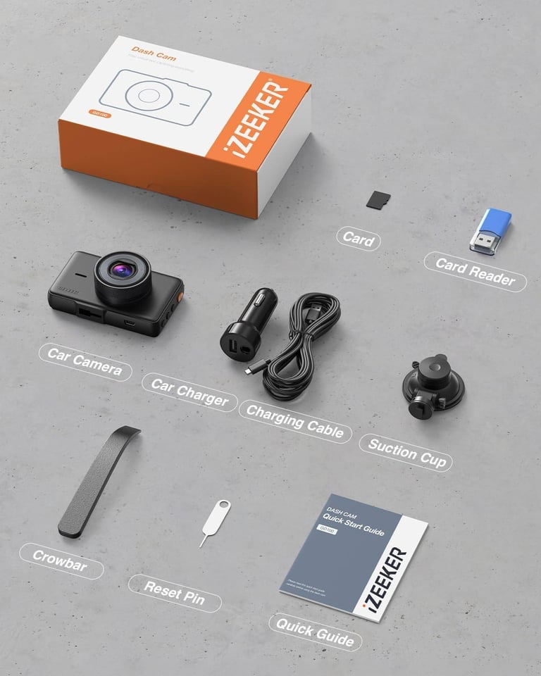 2.5K Dash Cam, 1440P QHD Car Camera with Free 32GB Card, 3" IPS Display