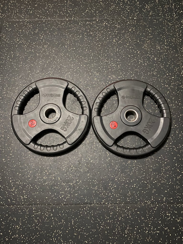image for 2x 20kg Bodymax rubber tri grip olympic weights 