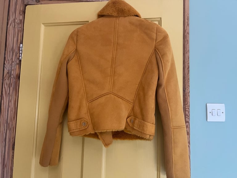 Yellow suede biker jacket -£5