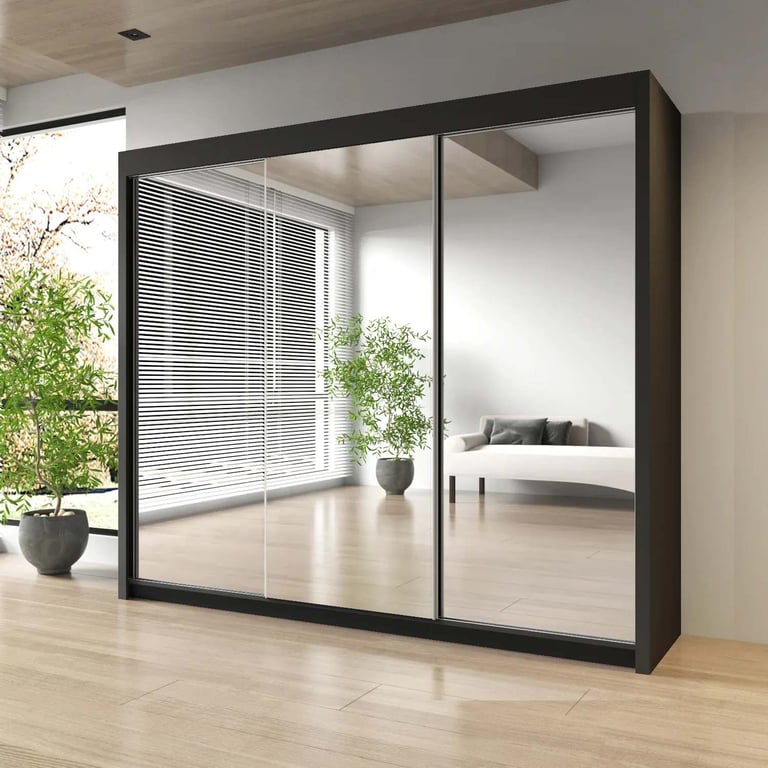 image for STYLISH 2/3 SLIDING MIRRORED DOORS WARDROBE DESIGN