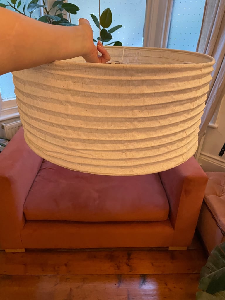 cream round pleated lampshade