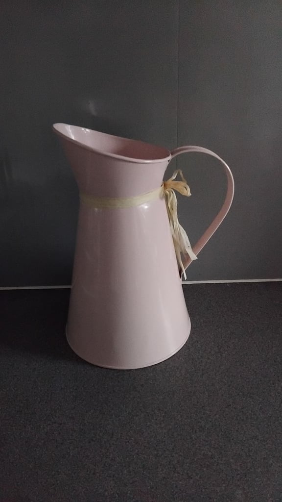 Pale Pink Metal Jug - 12 inches tall 