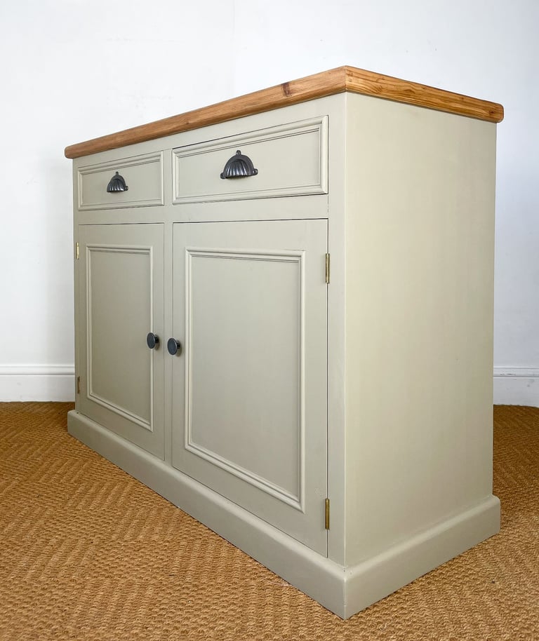 Large 4ft Extra thick chunky solid pine sideboard chest of drawers cupboard pewter pulls