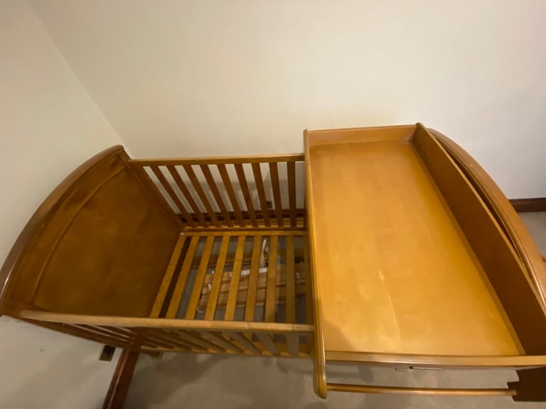 Beautiful Solid Wood Nursery Furniture Set - Cot Bed, Wardrobe & Chest of Drawers