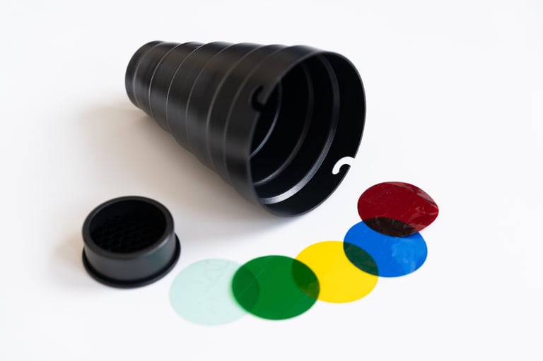 Snoot with honey grid and filters