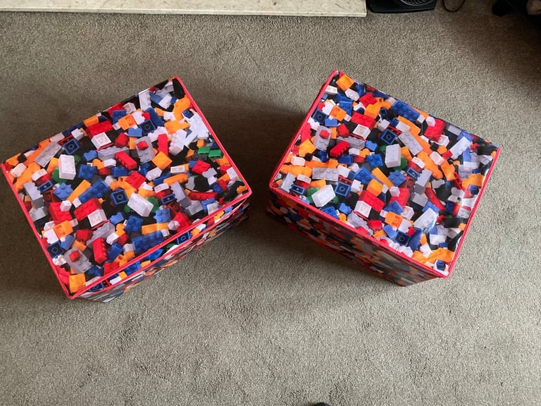 image for Kids Large Foldable Storage Boxes Lego design x2