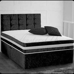 image for Double Divan Bed Frame with Storage Drawers and Mattress 