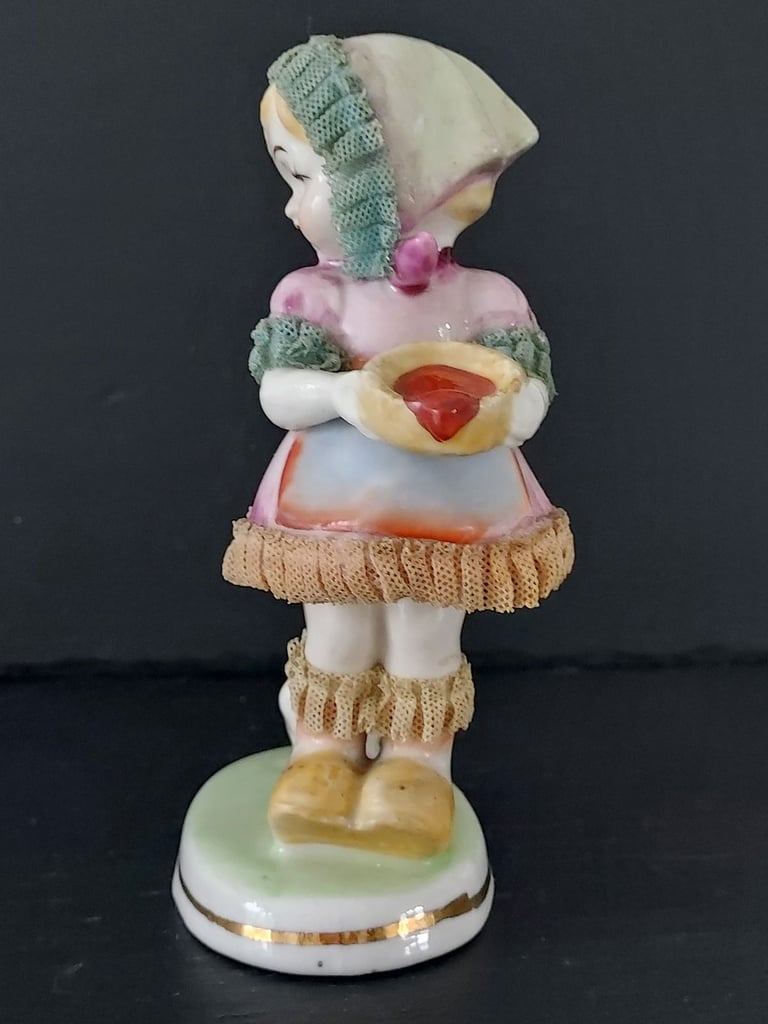 Vintage Ceramic Girl with Duck Figurine 13 cm Tall