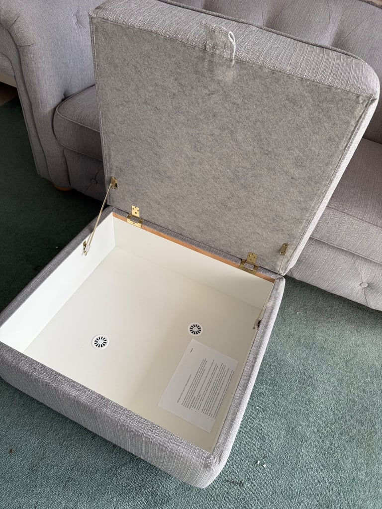 Grey Chesterfield Sofa and Footstool