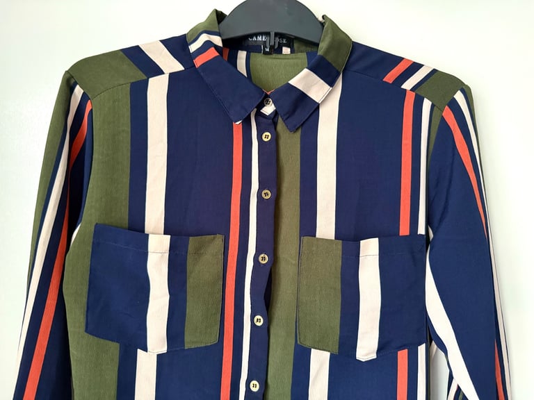 Striped multicoloured shirt dress, size 12/14