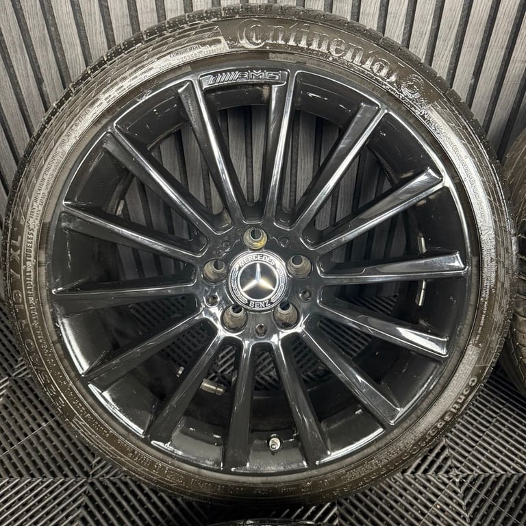 19" GENUINE MERCEDES AMG C CLASS W205 BLACK TURBINE ALLOY WHEELS TYRES ALLOYS