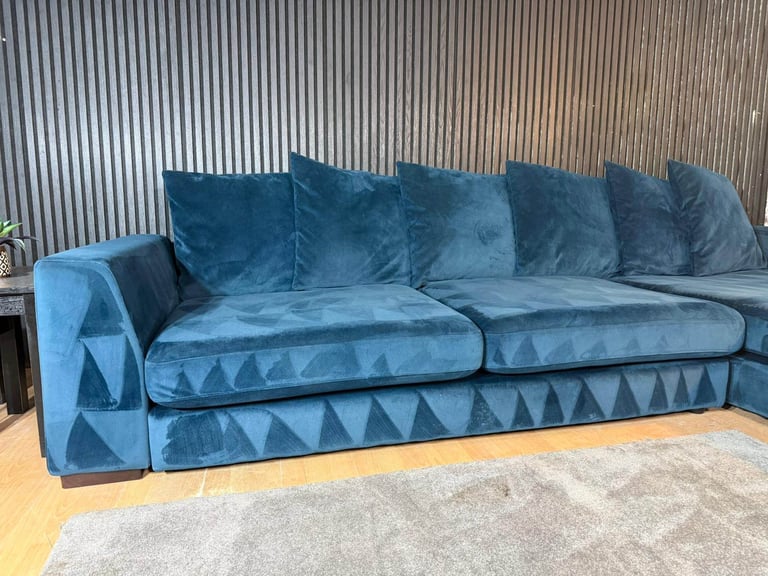 DFS Navy Plush Corner Sofa