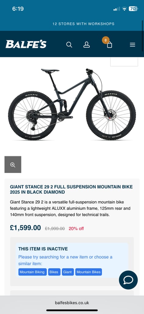 Rrp£1999 2024 Giant stance 2 xl 29er full sus rode once 