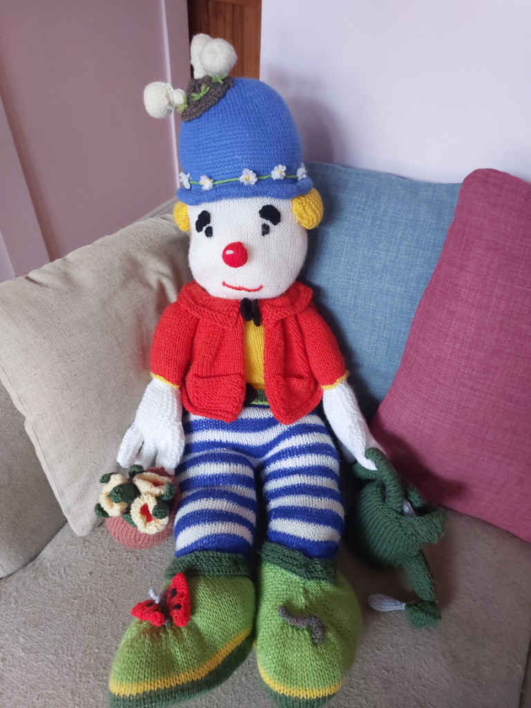 Extra Large Knitted Gardening Clown Doll