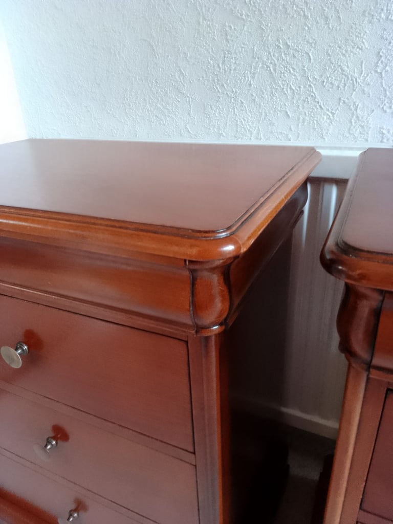 Bedside cabinets- 4 drawers. Cherry wood- matching PAIR