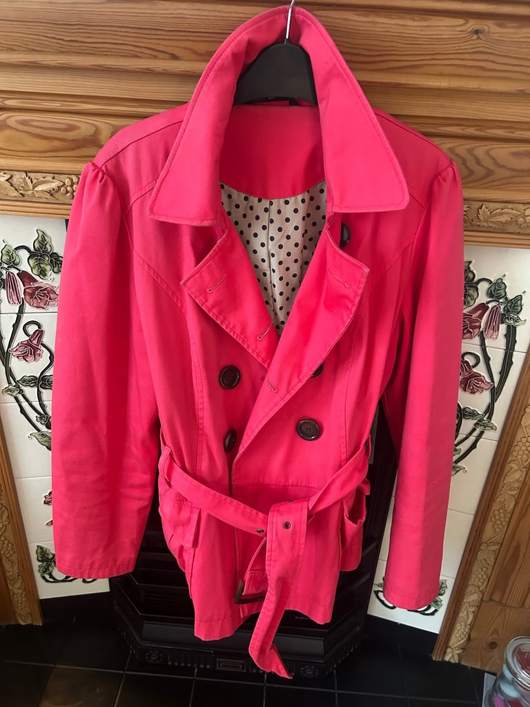 image for Hot Fuchsia Pink Ladies Trench-Style Jacket