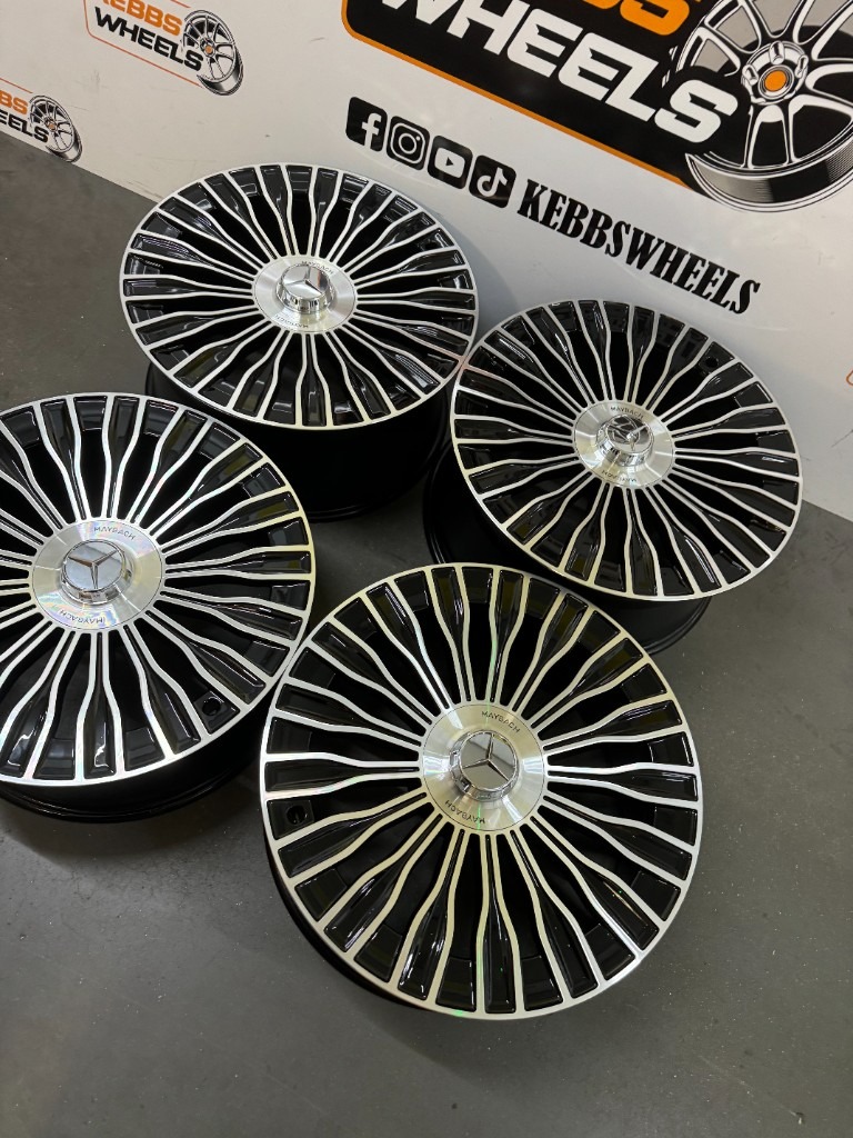 20" 2025 MERCEDES MAYBACH STYLE ALLOY WHEELS BLACK MACHINED C CLASS E CLASS S CLASS